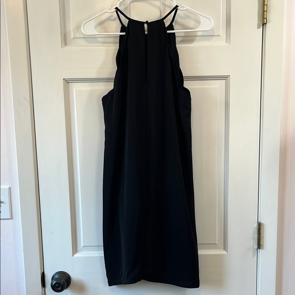 Cooperative Black Scalloped High Neck Sheath Cocktail Mini Dress - Size Medium - Picture 6 of 14